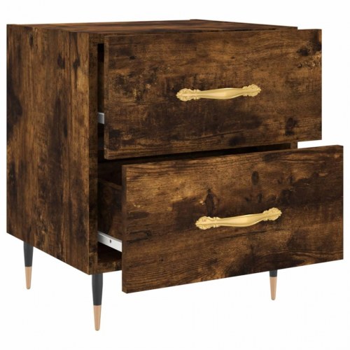 Sengeborde 2 stk. 40x35x47,5 cm konstrueret træ røget egetræ
