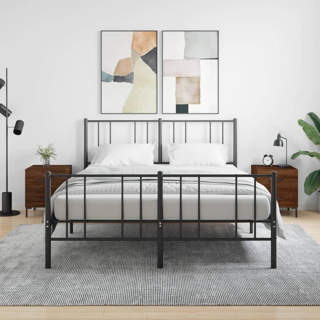 Sengeborde 2 stk. 40x35x47,5 cm konstrueret træ brunt egetræ