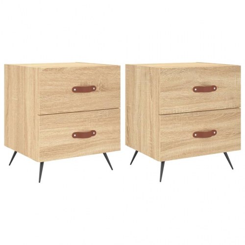 Sengeborde 2 stk. - 40×35×47,5 cm i sonoma-eg, konstrueret træ