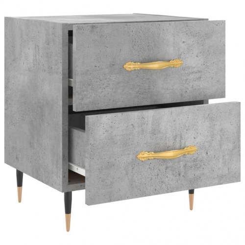 Sengebord med 2 skuffer - konstrueret træ, betongrå, 40×35×47,5 cm
