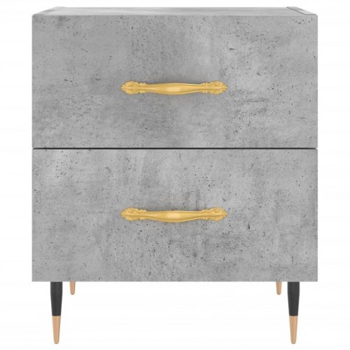 Sengebord med 2 skuffer - konstrueret træ, betongrå, 40×35×47,5 cm