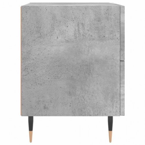 Sengebord med 2 skuffer - konstrueret træ, betongrå, 40×35×47,5 cm