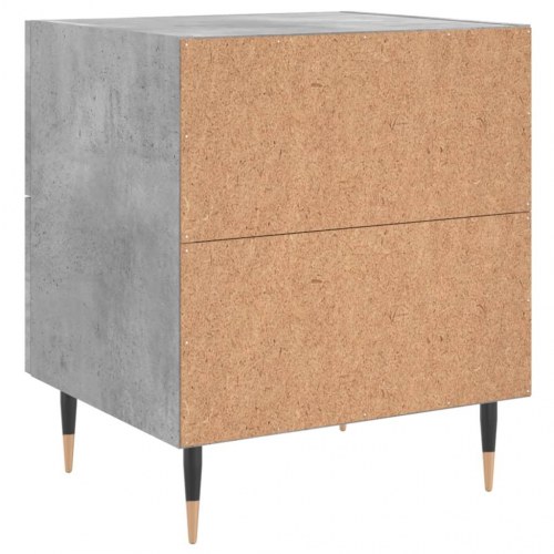 Sengebord med 2 skuffer - konstrueret træ, betongrå, 40×35×47,5 cm