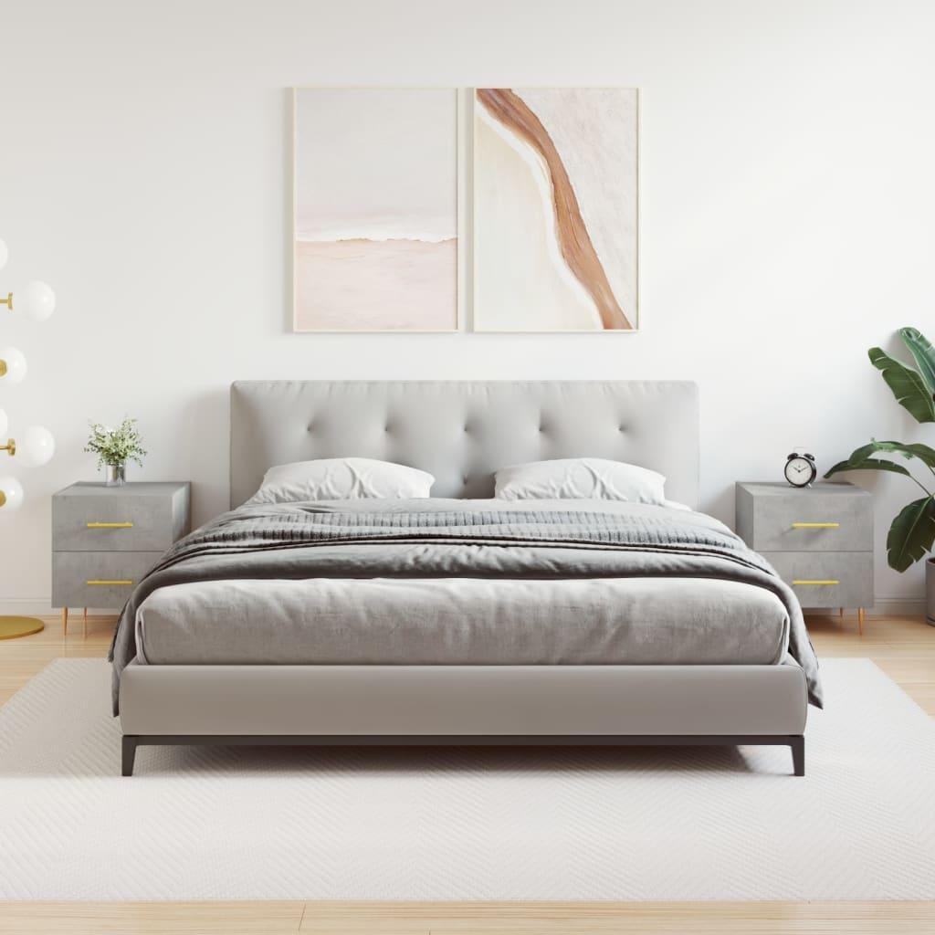 Sengeborde 2 stk. 40x35x47,5 cm konstrueret træ betongrå