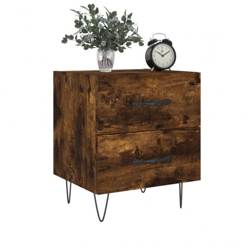Sengeborde 2 stk. 40x35x47,5 cm konstrueret træ røget egetræ
