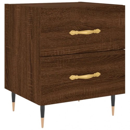 Sengeborde 2 stk. 40x35x47,5 cm konstrueret træ brunt egetræ
