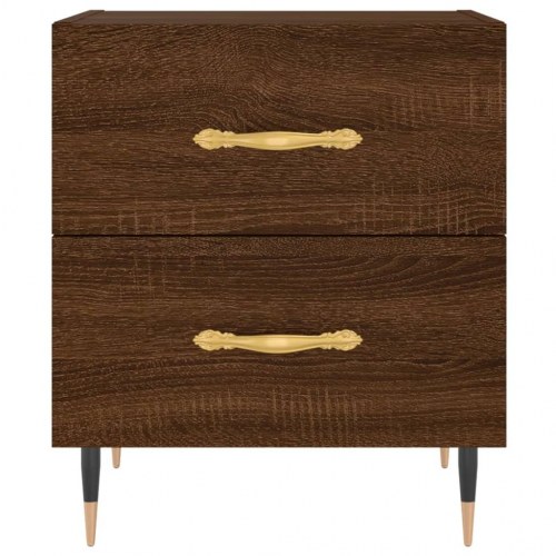 Sengeborde 2 stk. 40x35x47,5 cm konstrueret træ brunt egetræ