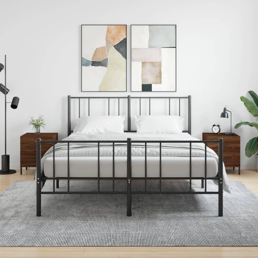 Sengeborde 2 stk. 40x35x47,5 cm konstrueret træ brunt egetræ billede