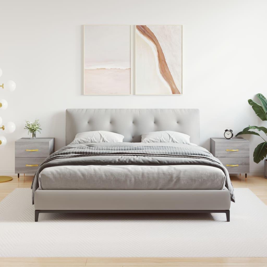 Sengeborde 2 stk. 40x35x47,5 cm konstrueret træ grå sonoma-eg billede