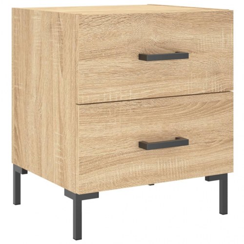 Sengebord med 2 skuffer 40x35x47,5 cm - konstrueret træ i sonoma-eg