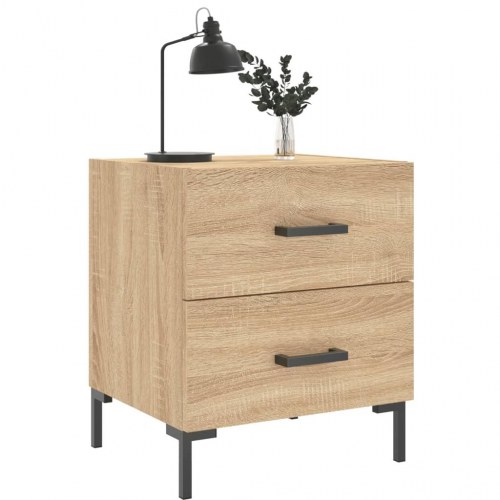 Sengebord med 2 skuffer 40x35x47,5 cm - konstrueret træ i sonoma-eg