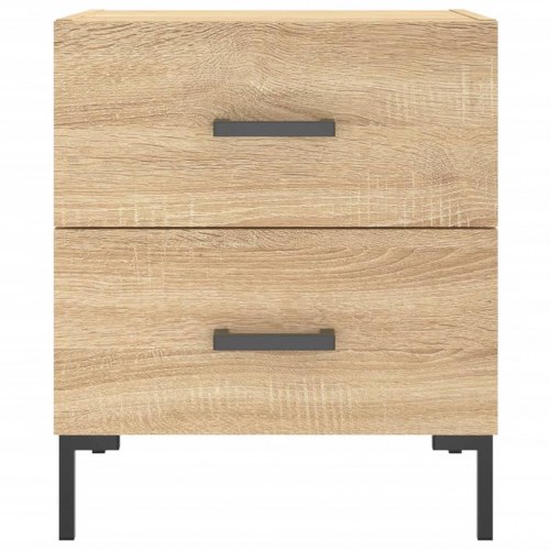 Sengebord med 2 skuffer 40x35x47,5 cm - konstrueret træ i sonoma-eg