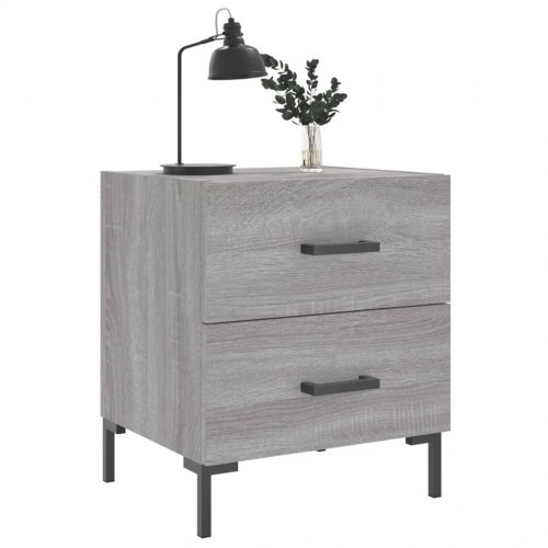 Sengeborde 2 stk. - 40×35×47,5 cm i grå sonoma-eg med metalfødder