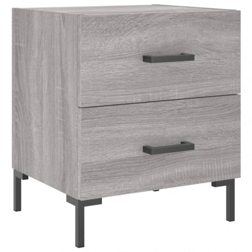 Sengeborde 2 stk. - 40×35×47,5 cm i grå sonoma-eg med metalfødder