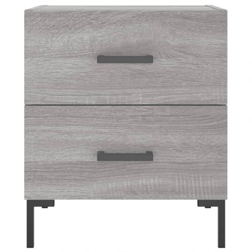Sengeborde 2 stk. - 40×35×47,5 cm i grå sonoma-eg med metalfødder