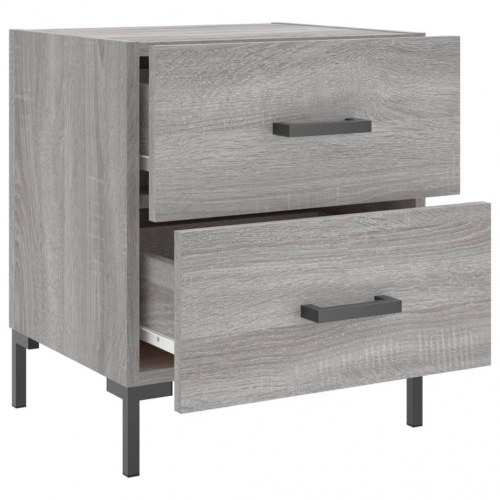 Sengeborde 2 stk. - 40×35×47,5 cm i grå sonoma-eg med metalfødder