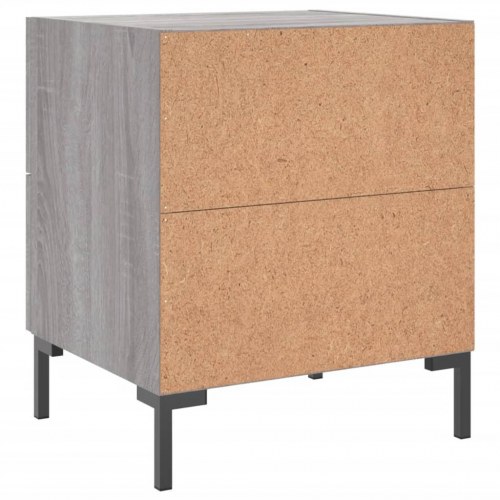 Sengeborde 2 stk. - 40×35×47,5 cm i grå sonoma-eg med metalfødder