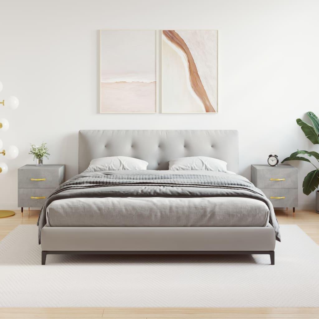 Sengeborde 2 stk. 40x35x47,5 cm konstrueret træ betongrå billede