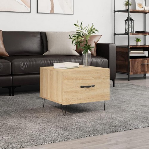 Sofabord med skuffe 50 x 50 x 40 cm - sonoma-eg