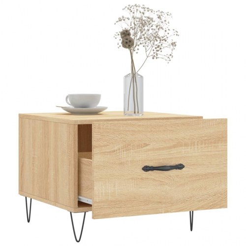 Sofabord med skuffe 50 x 50 x 40 cm - sonoma-eg