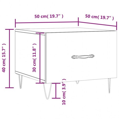Sofabord med skuffe 50 x 50 x 40 cm - sonoma-eg