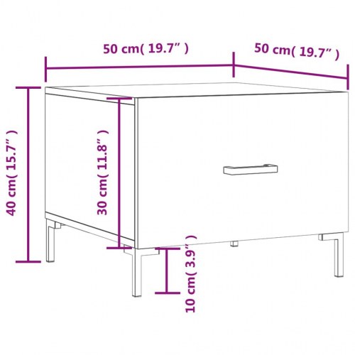Sofabord 50x50x40 cm konstrueret træ røget egetræsfarve