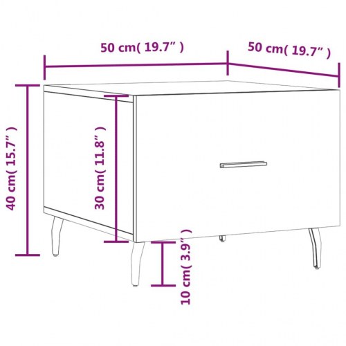 Sofabord 50x50x40 cm konstrueret træ røget egetræsfarve