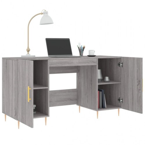 Skrivebord 140x50x75 cm konstrueret træ grå sonoma-eg