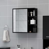 Badeværelsesskab med spejl 62,5x20,5x64 cm konstrueret træ sort