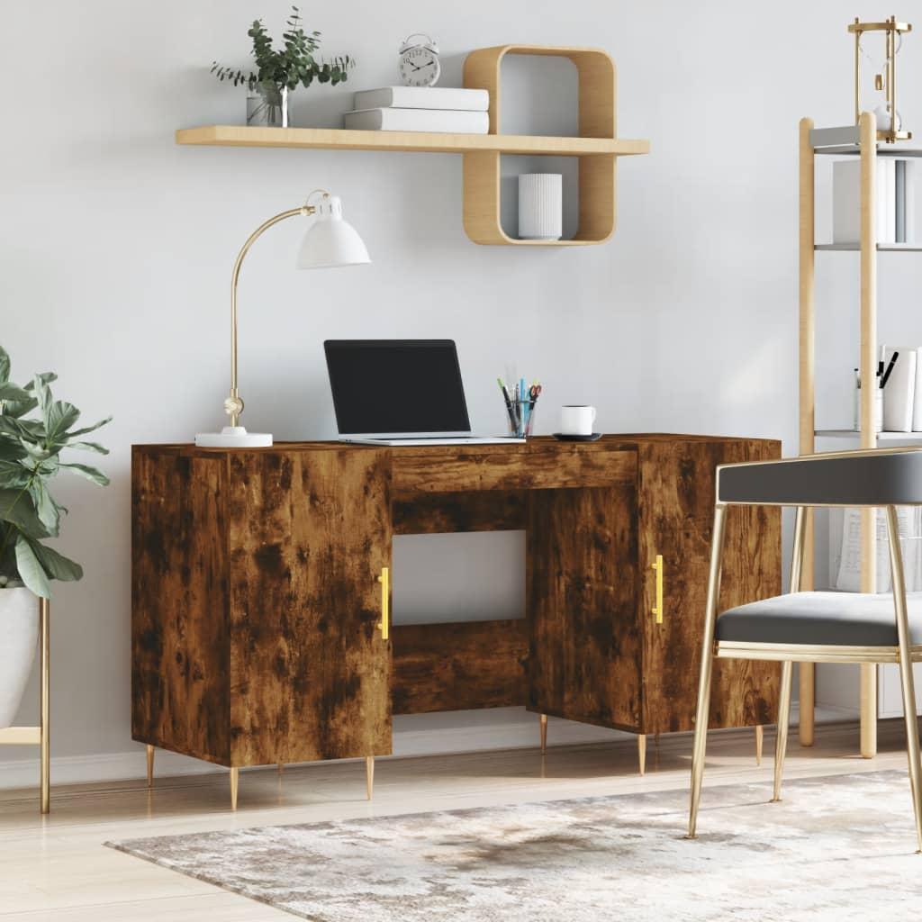 Skrivebord 140x50x75 Cm Konstrueret Træ Røget Egetræsfarve