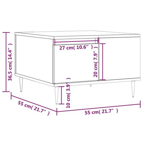 Sofabord 55x55x36,5 cm konstrueret træ brun egetræsfarve