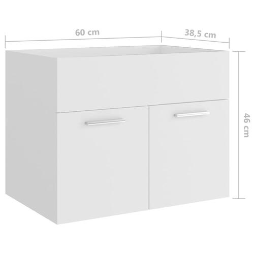 Skab til håndvask 60x38,5x46 cm konstrueret træ hvid