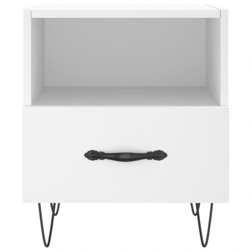 Sengebord med skuffe og hylde - hvid, 40×35×47,5 cm