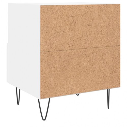 Sengebord med skuffe og hylde - hvid, 40×35×47,5 cm