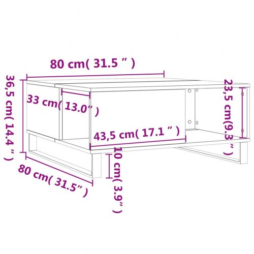 Sofabord 80x80x36,5 cm konstrueret træ betongrå