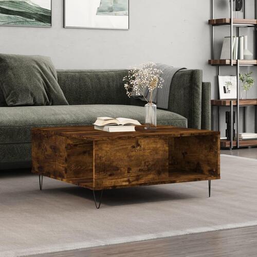 Sofabord 80x80x36,5 cm konstrueret træ røget egetræsfarve
