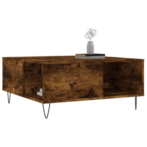 Sofabord 80x80x36,5 cm konstrueret træ røget egetræsfarve