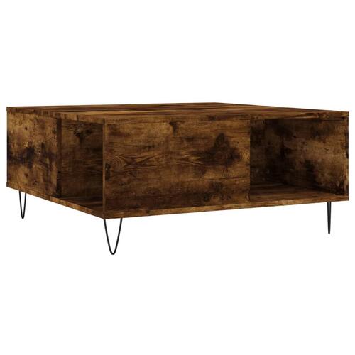 Sofabord 80x80x36,5 cm konstrueret træ røget egetræsfarve