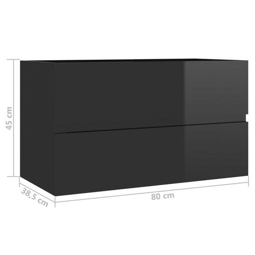 Vaskeskab 80x38,5x45 cm spånplade sort højglans