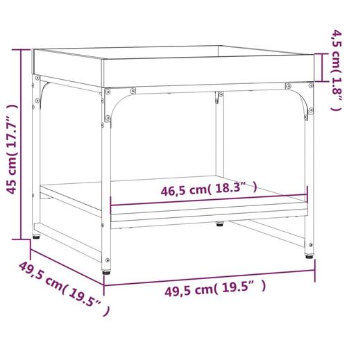 Sofabord 49,5x49,5x45 cm konstrueret træ røget egetræsfarve