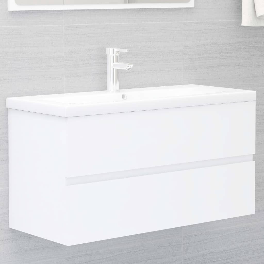 Skab til håndvask 90x38,5x45 cm konstrueret træ hvid