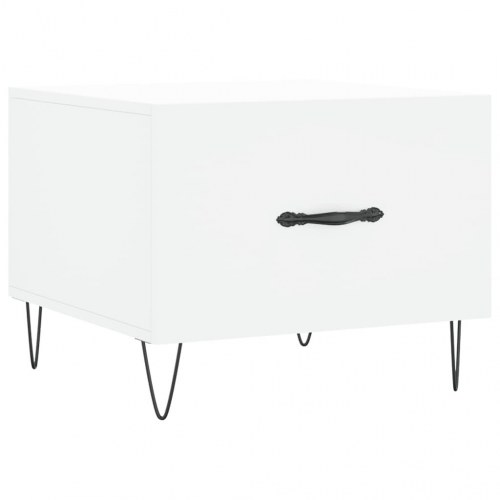 Sofabord med skuffe 50 x 50 x 40 cm - hvid