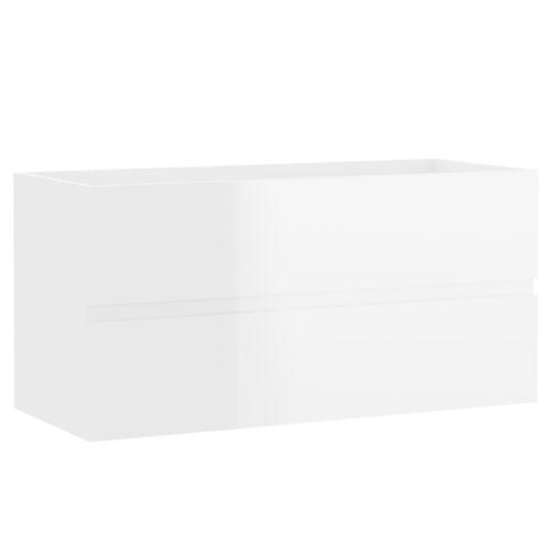 Skab til håndvask 90x38,5x45 cm konstrueret træ hvid højglans
