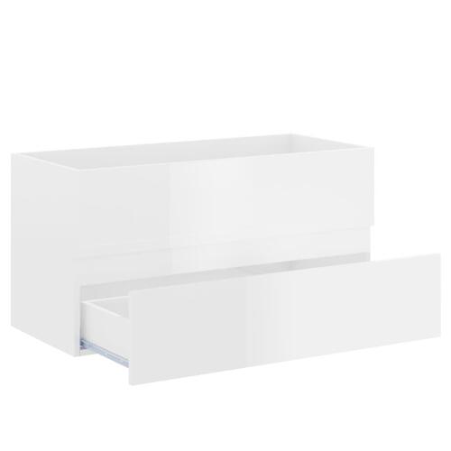 Skab til håndvask 90x38,5x45 cm konstrueret træ hvid højglans