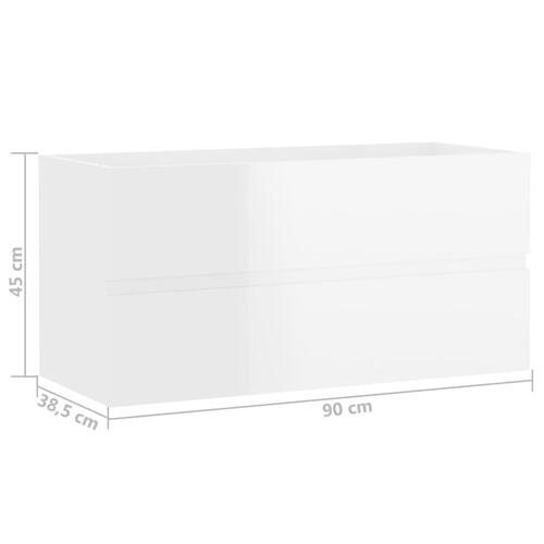 Skab til håndvask 90x38,5x45 cm konstrueret træ hvid højglans