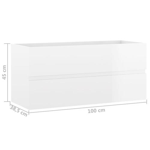 Vaskeskab 100x38,5x45 cm spånplade hvid højglans