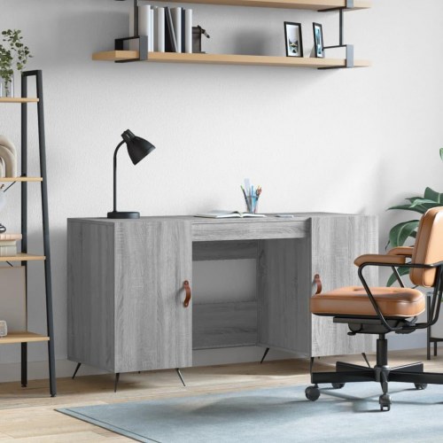 Skrivebord 140x50x75 cm konstrueret træ grå sonoma-eg