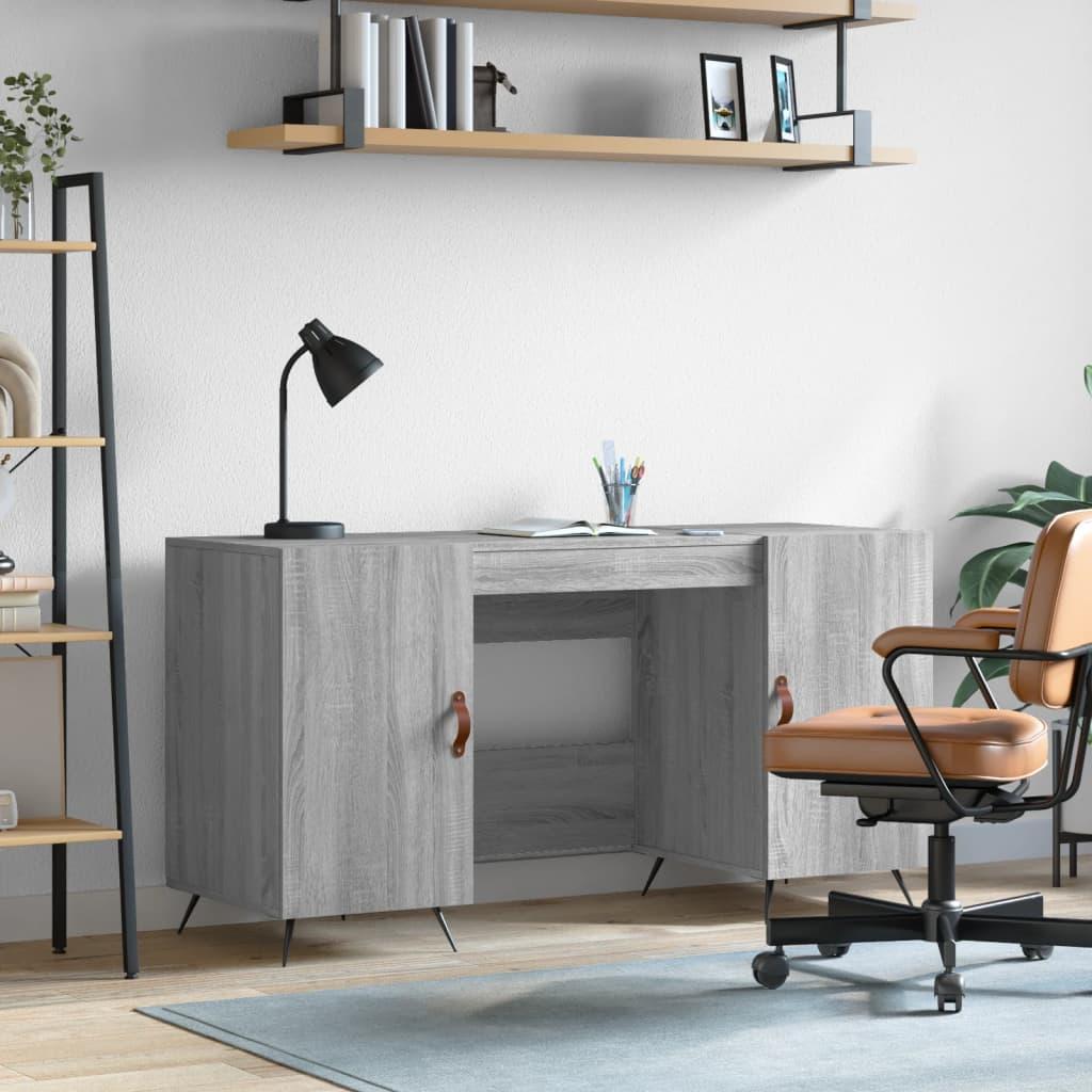 Skrivebord 140x50x75 cm konstrueret træ grå sonoma-eg