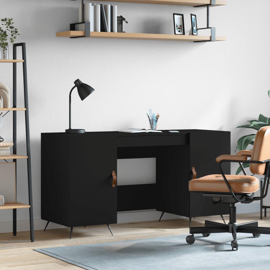 Skrivebord 140x50x75 cm konstrueret træ sort