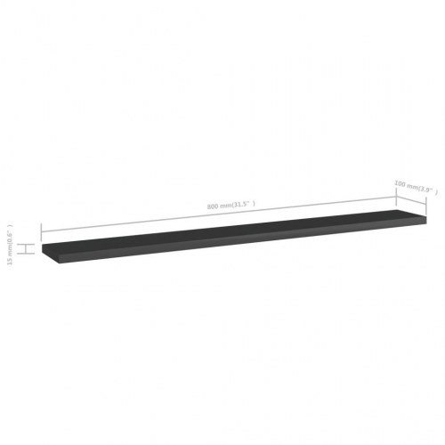 Boghylder 4 stk. 80x10x1,5 cm konstrueret træ sort højglans